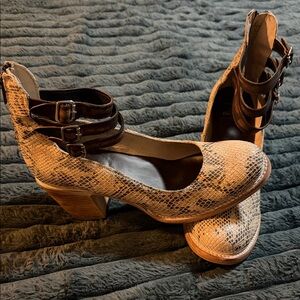 Freebird Snakeskin and Brown Heels
